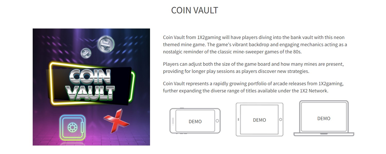 Om Coin Vault fra 1x2 Gaming